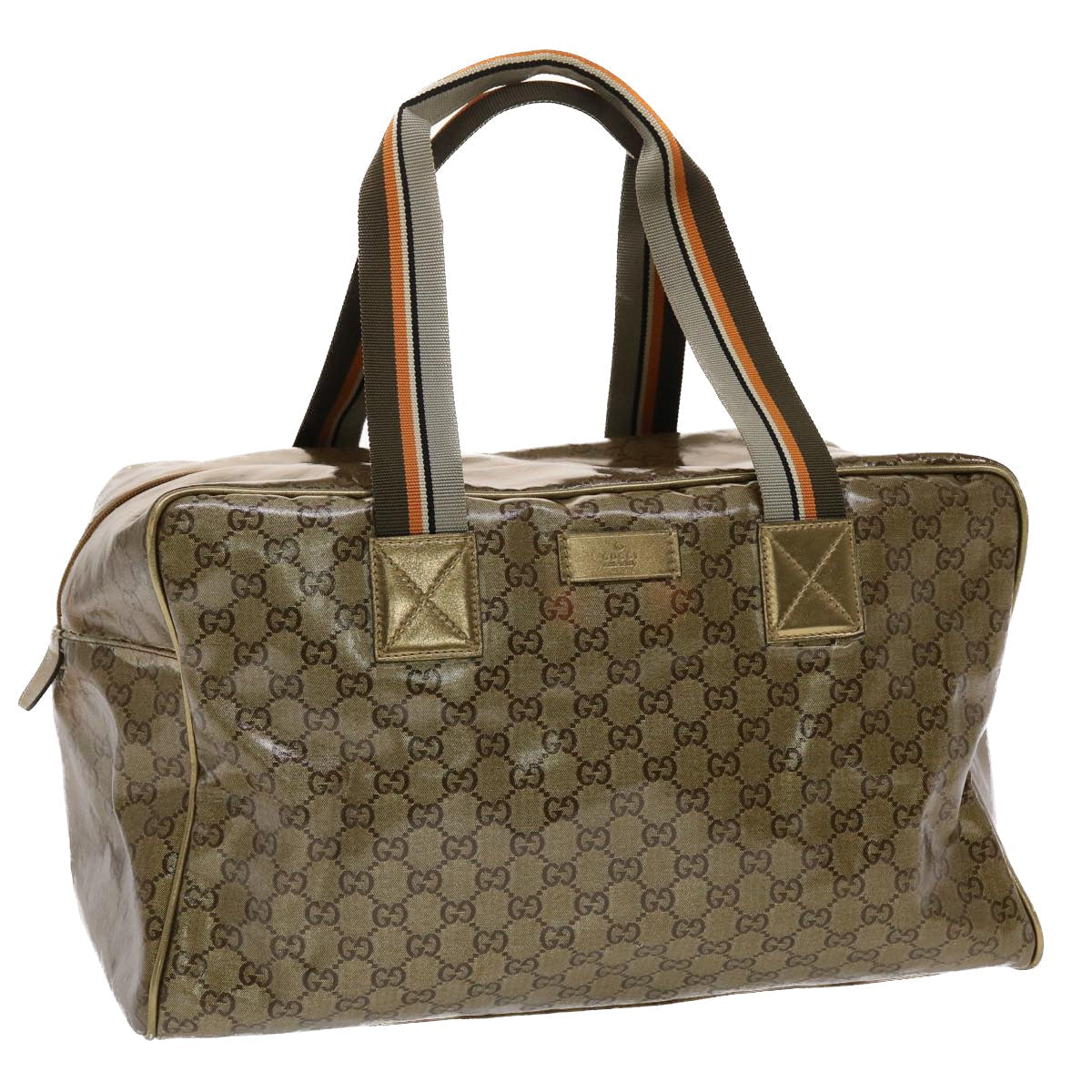 GUCCI GG Canvas Boston Bag Gold Orange gray 153240 49082