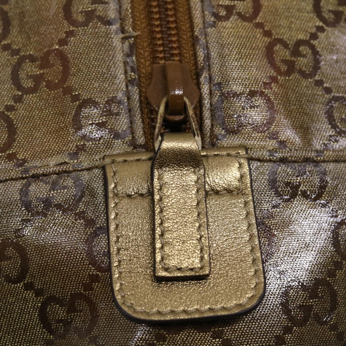 GUCCI GG Canvas Boston Bag Gold Orange gray 153240 49082