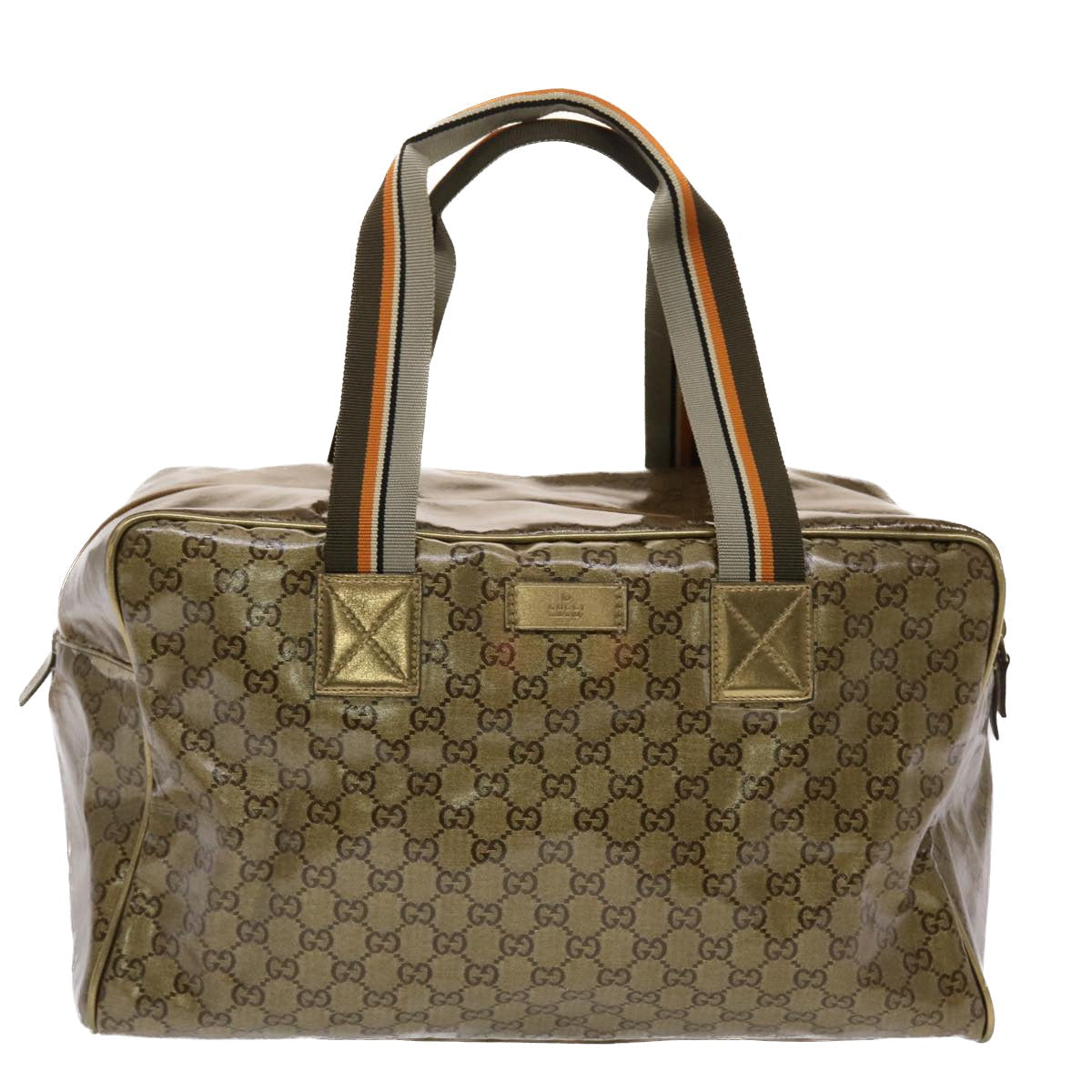 GUCCI GG Canvas Boston Bag Gold Orange gray 153240 49082