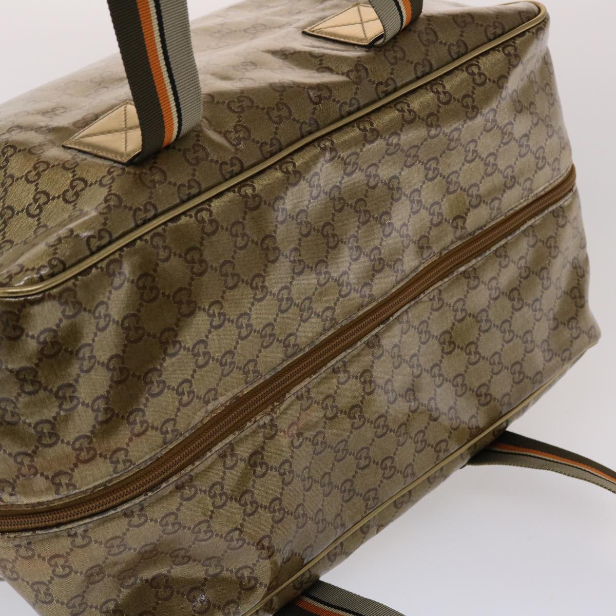 GUCCI GG Canvas Boston Bag Gold Orange gray 153240 49082