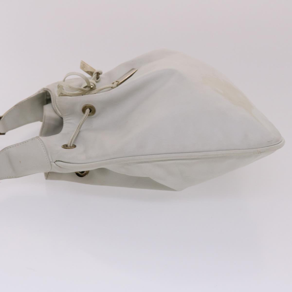 GUCCI Bamboo Shoulder Bag Leather White 49084
