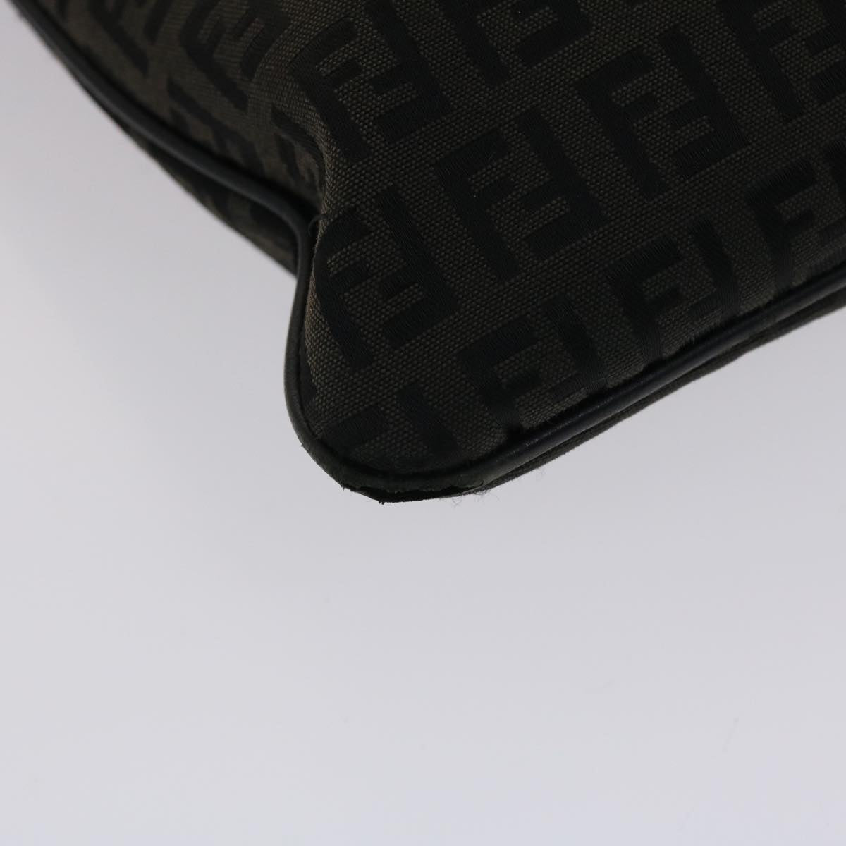 FENDI Zucchino Canvas Chain Shoulder Bag Black 49106