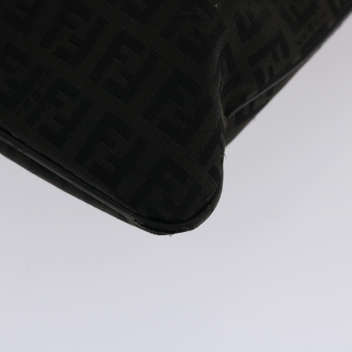 FENDI Zucchino Canvas Chain Shoulder Bag Black 49106