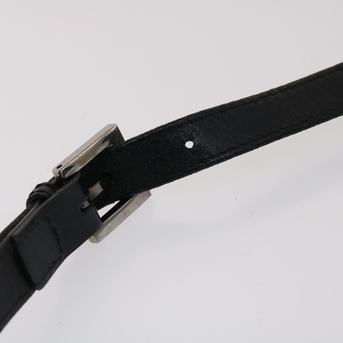 FENDI Zucchino Canvas Chain Shoulder Bag Black 49106