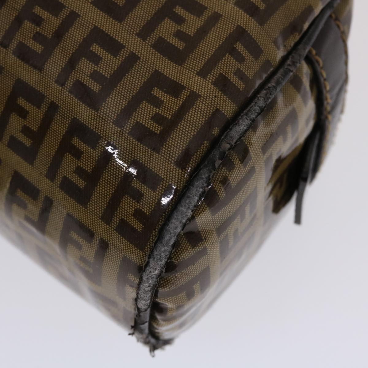 FENDI Zucchino Canvas Hand Bag Coated Canvas Brown 49107