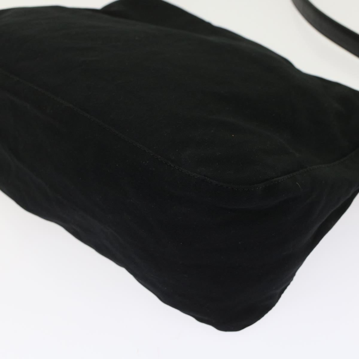 FENDI Mamma Baguette Shoulder Bag Nylon Leather Black 49109
