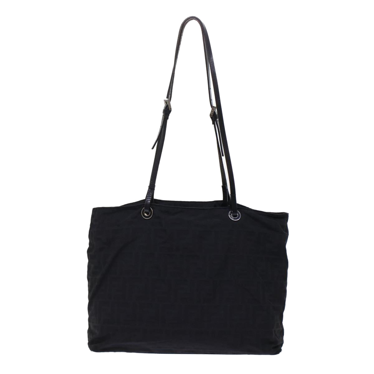 FENDI Zucchino Canvas Shoulder Bag Nylon Leather Black 49110