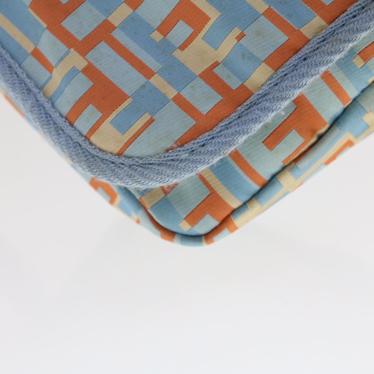 FENDI Zucca Canvas Shoulder Bag Nylon White Light Blue Orange 49111