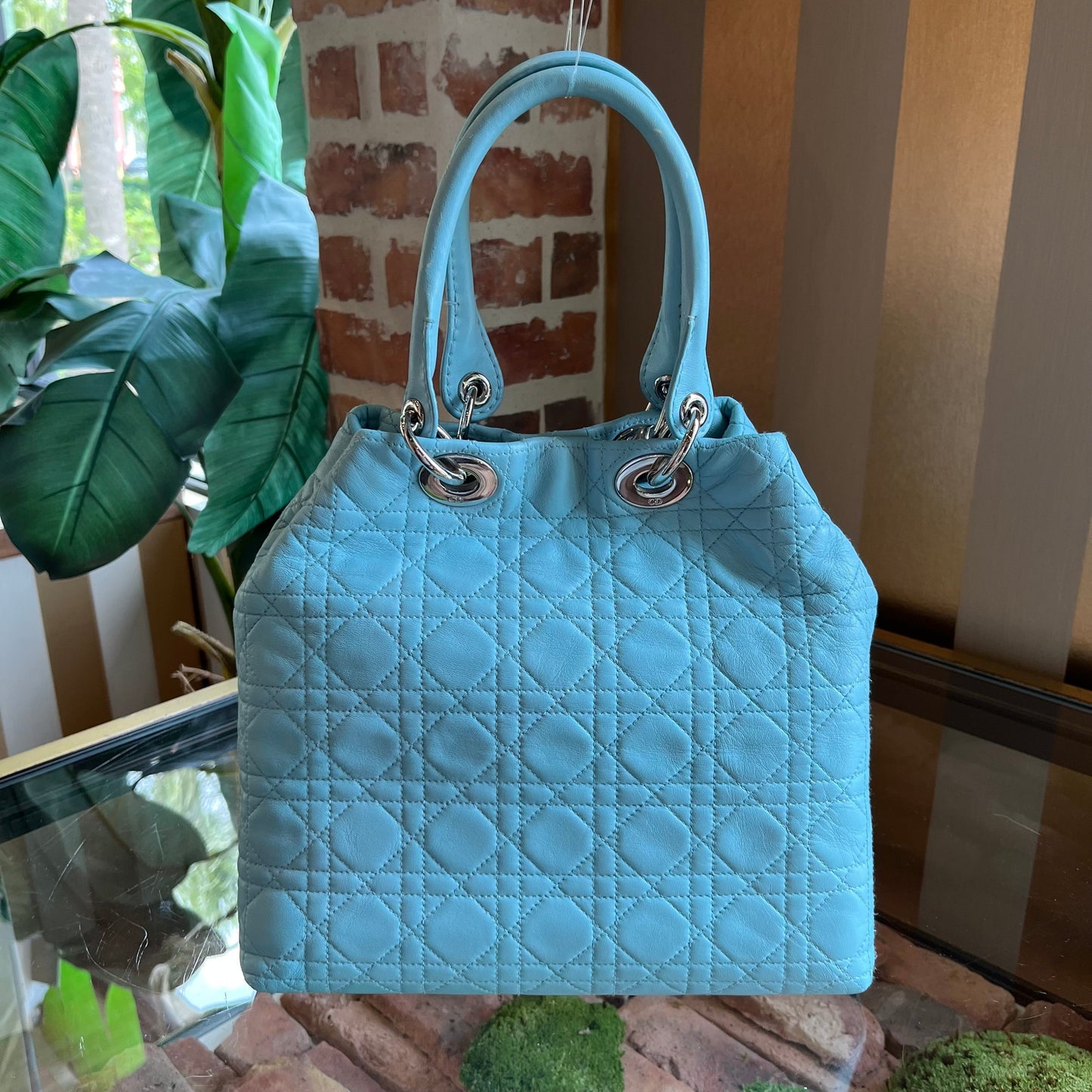 CHRISTIAN DIOR Cannage Lady Dior Blue Handbag