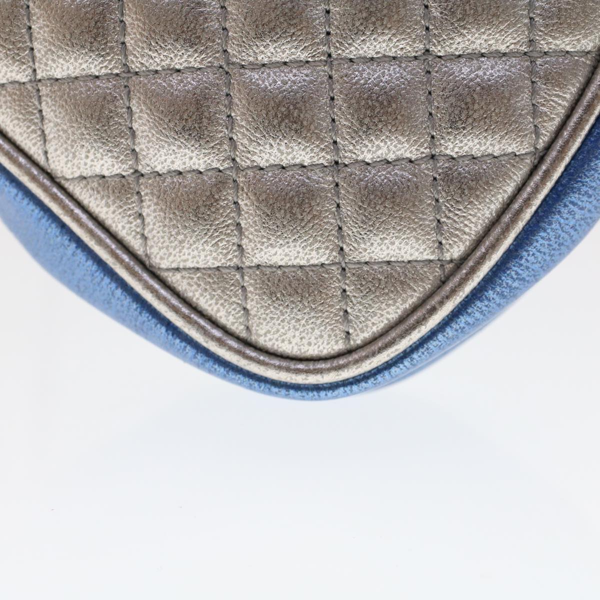 GUCCI Quilted Shoulder Bag Leather Red Blue 49168