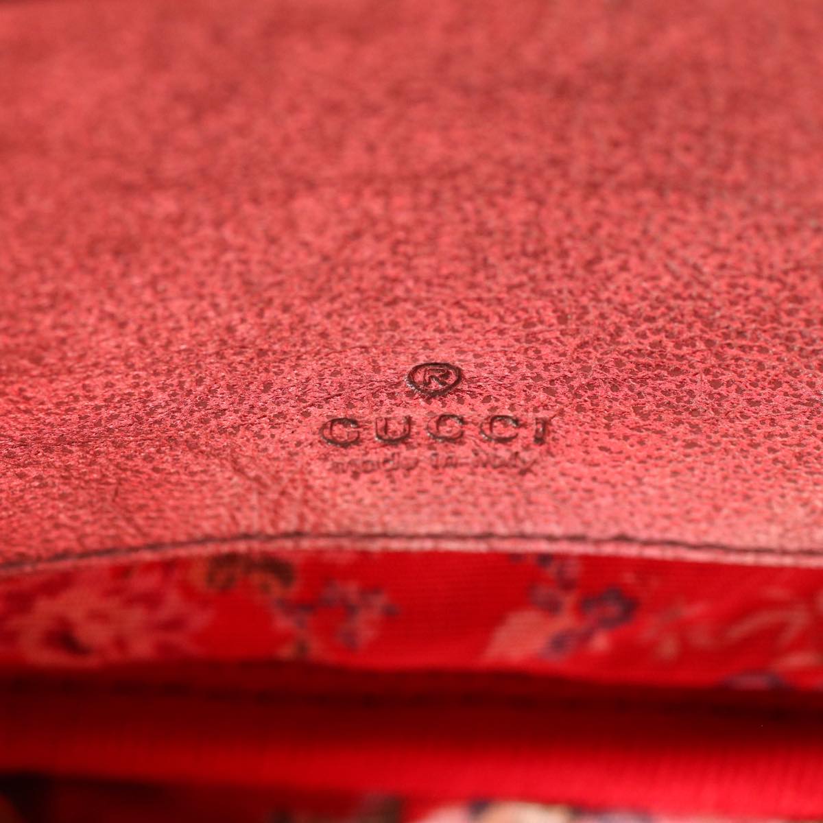 GUCCI Quilted Shoulder Bag Leather Red Blue 49168