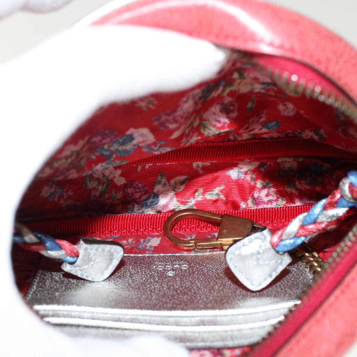 GUCCI Quilted Shoulder Bag Leather Red Blue 49168
