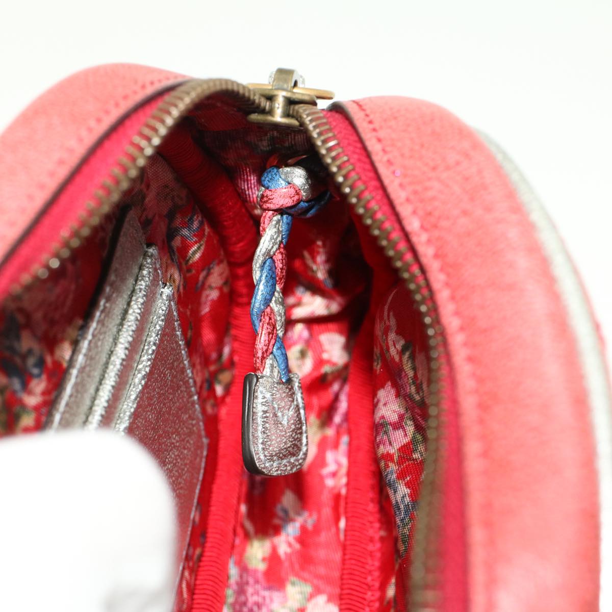 GUCCI Quilted Shoulder Bag Leather Red Blue 49168