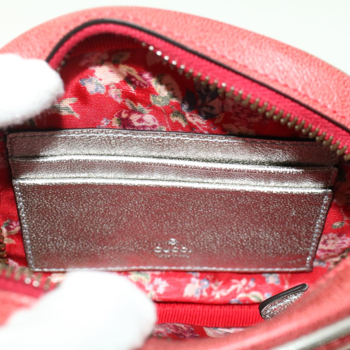 GUCCI Quilted Shoulder Bag Leather Red Blue 49168