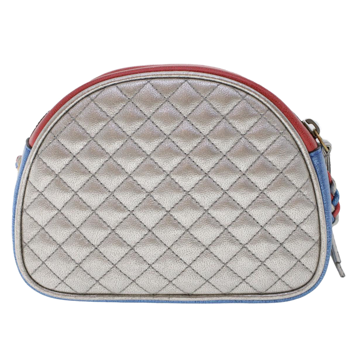 GUCCI Quilted Shoulder Bag Leather Red Blue 49168