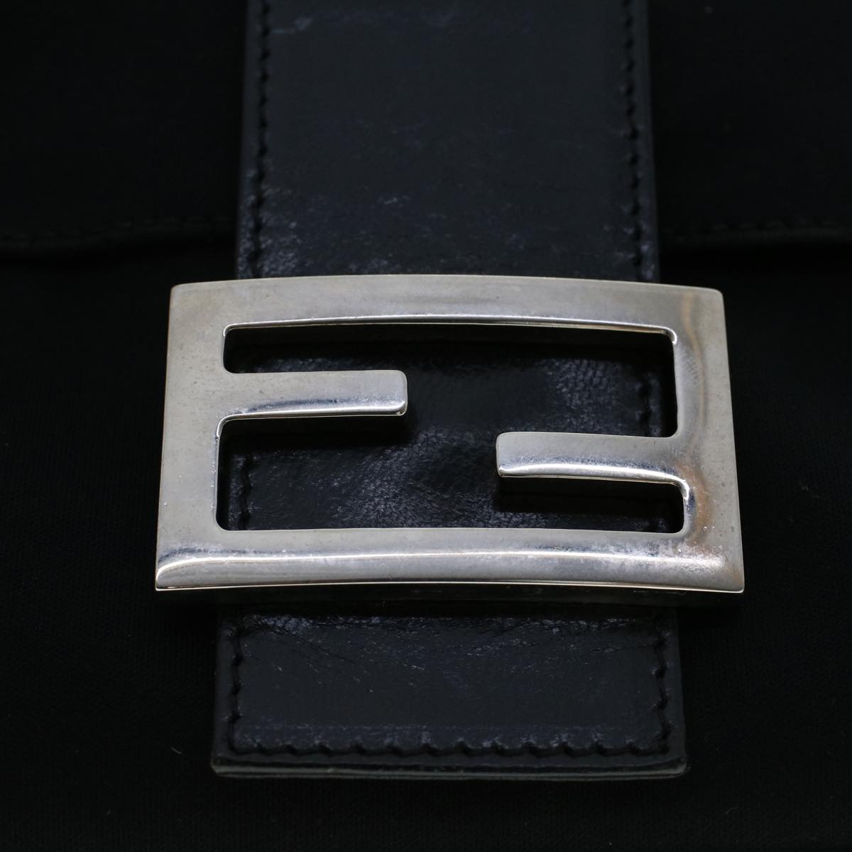 FENDI Mamma Baguette Shoulder Bag Nylon Black 49276