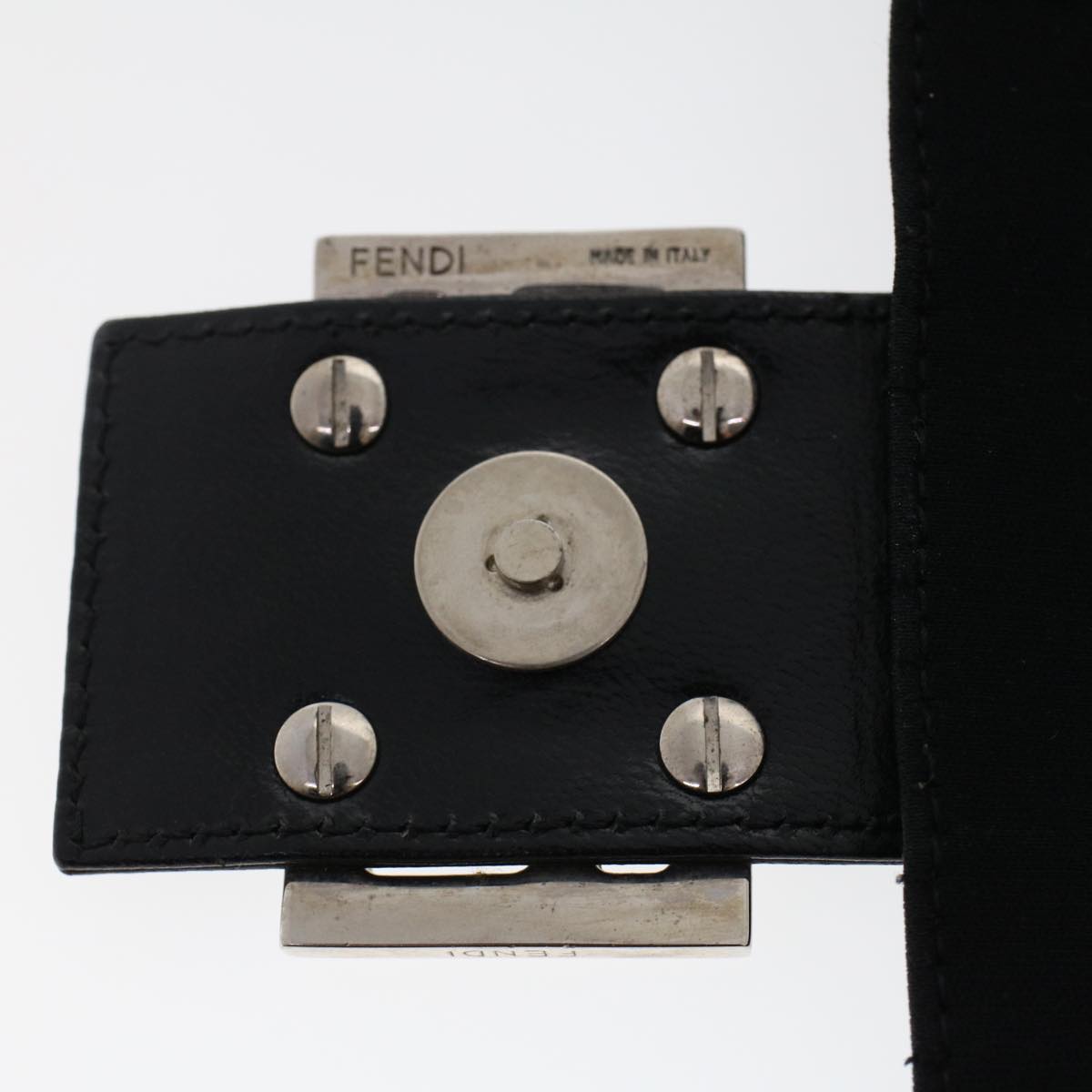 FENDI Mamma Baguette Shoulder Bag Nylon Black 49276