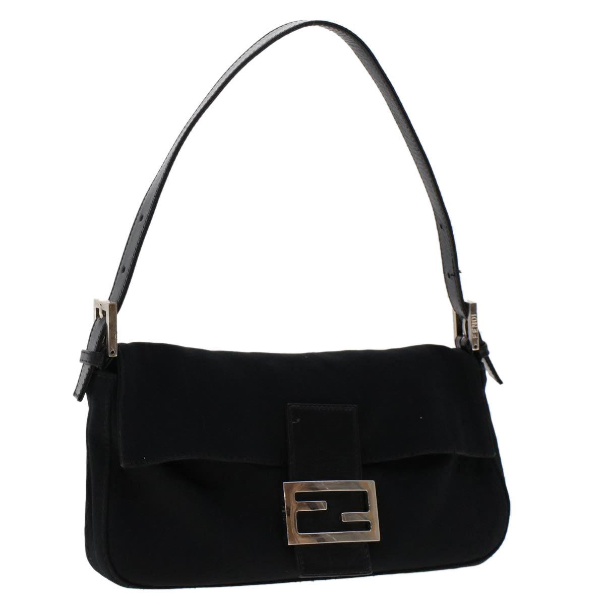 FENDI Mamma Baguette Shoulder Bag Nylon Black 49276