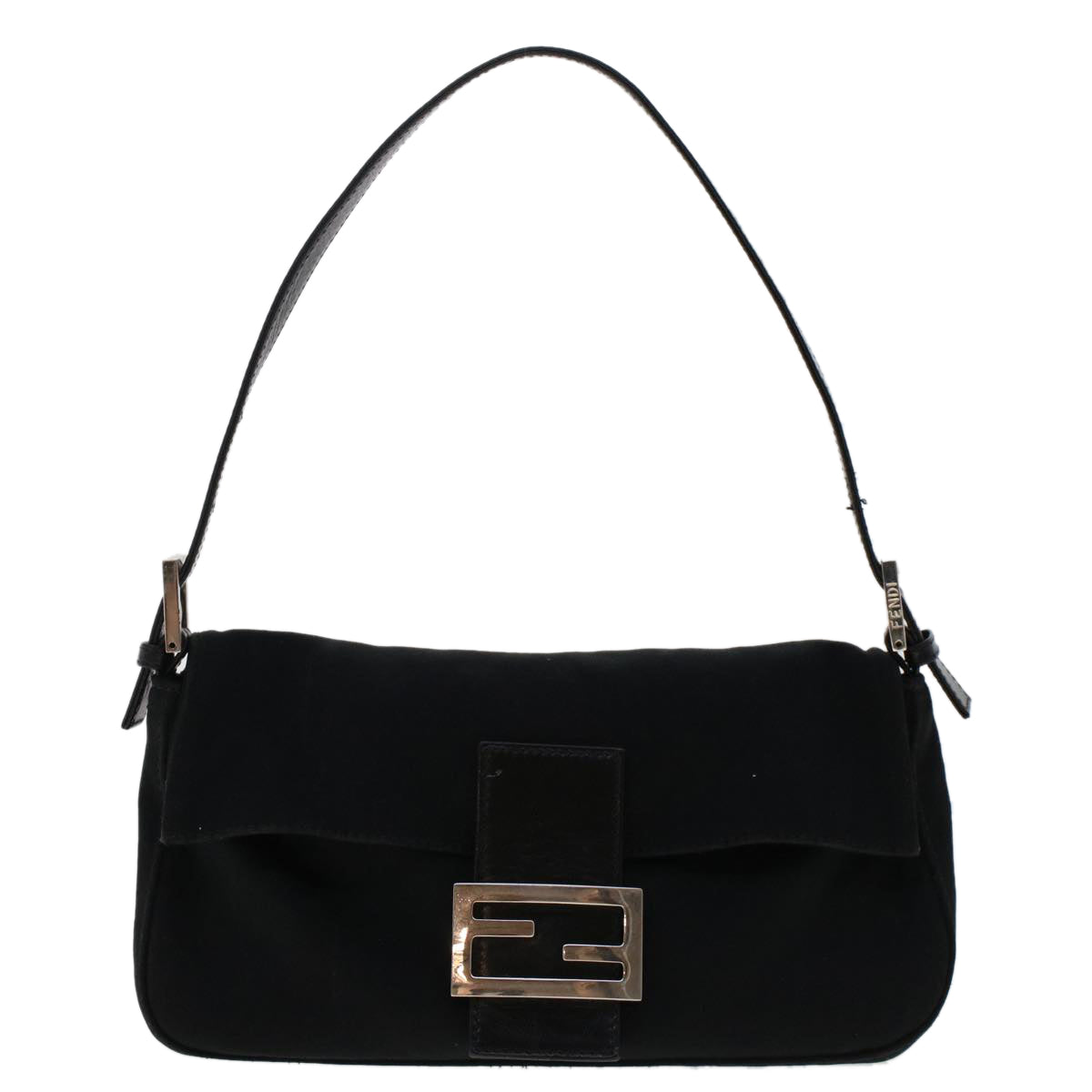 FENDI Mamma Baguette Shoulder Bag Nylon Black 49276