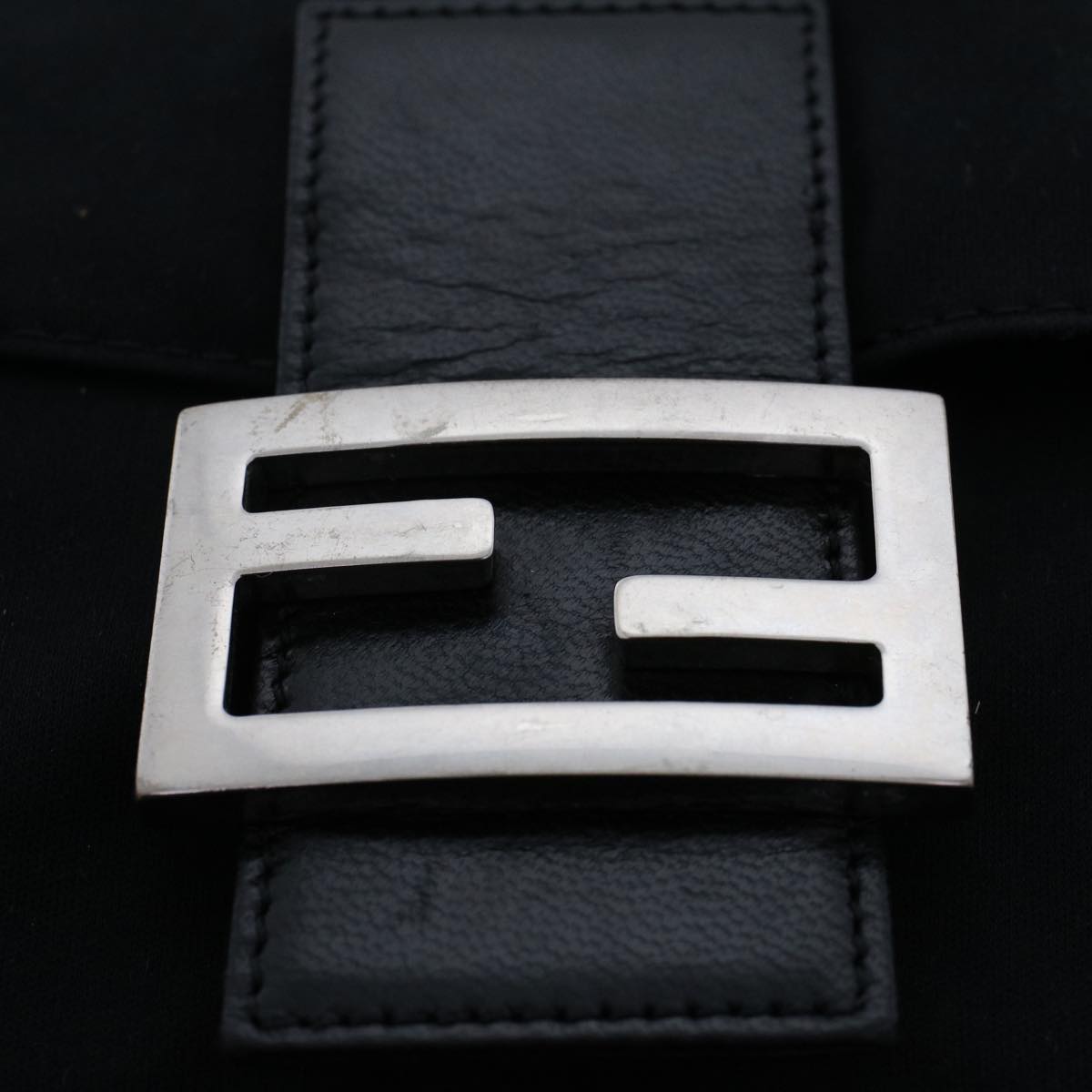 FENDI Mamma Baguette Shoulder Bag Nylon Black 49277