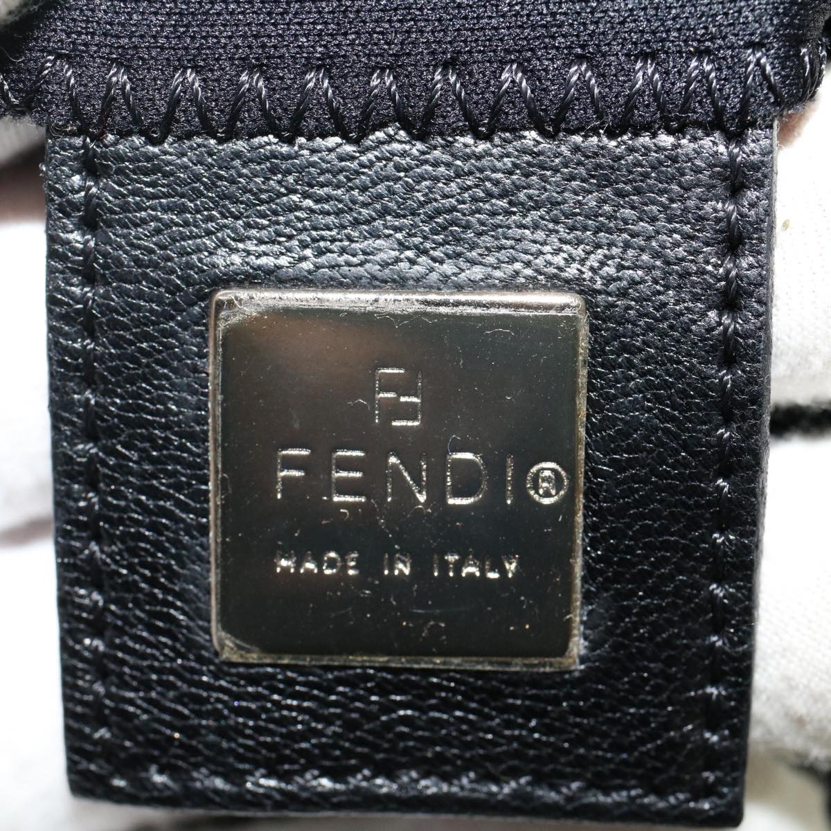 FENDI Mamma Baguette Shoulder Bag Nylon Black 49277