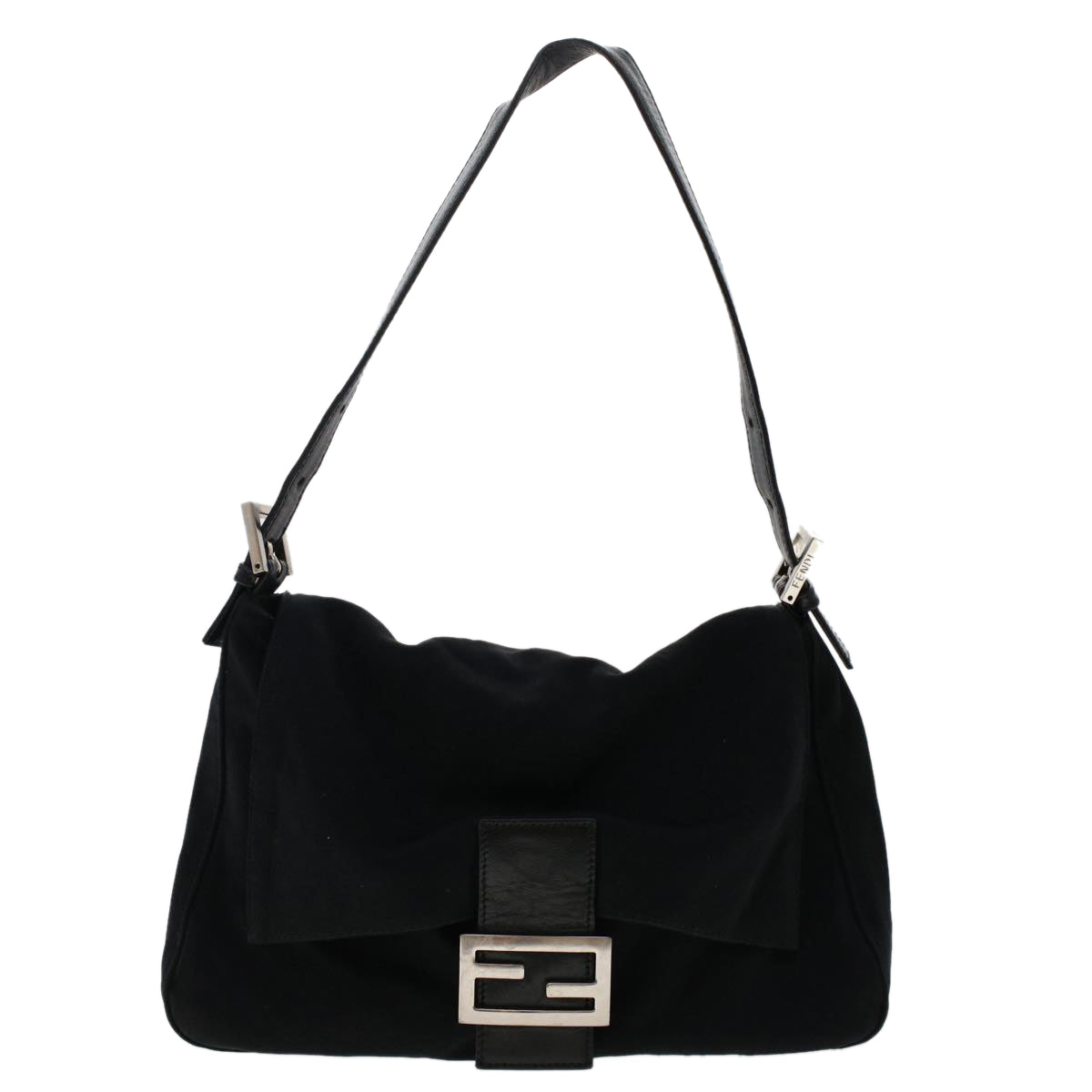 FENDI Mamma Baguette Shoulder Bag Nylon Black 49277