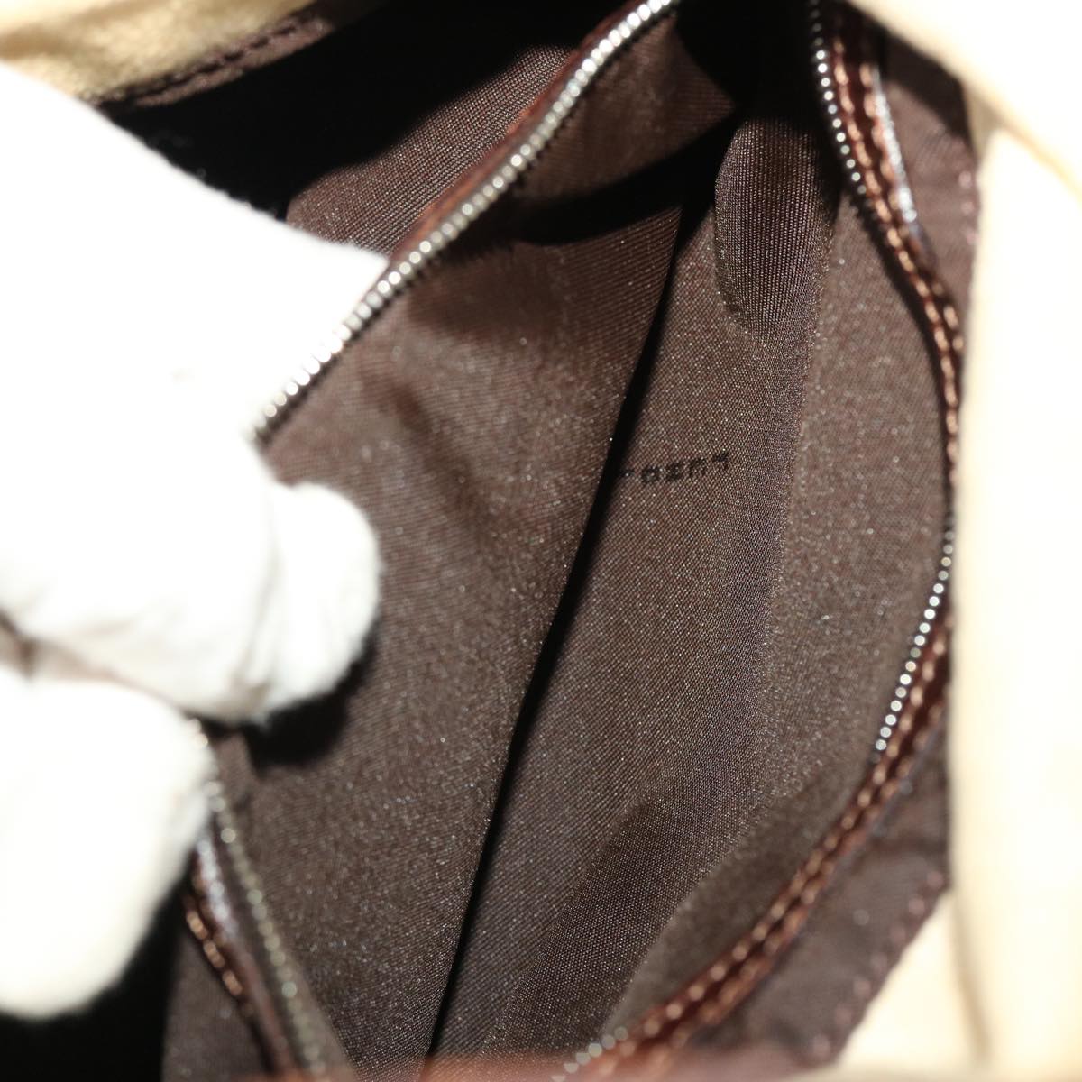FENDI Zucca Canvas Mamma Baguette Shoulder Bag Canvas Beige Brown 49280