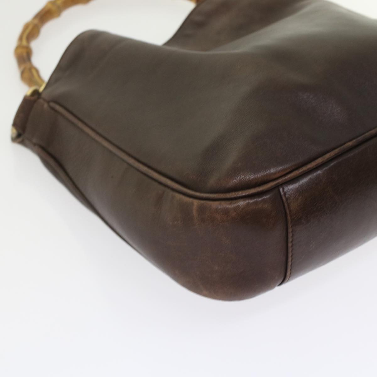 GUCCI Bamboo Hand Bag Leather 2way Brown 49284