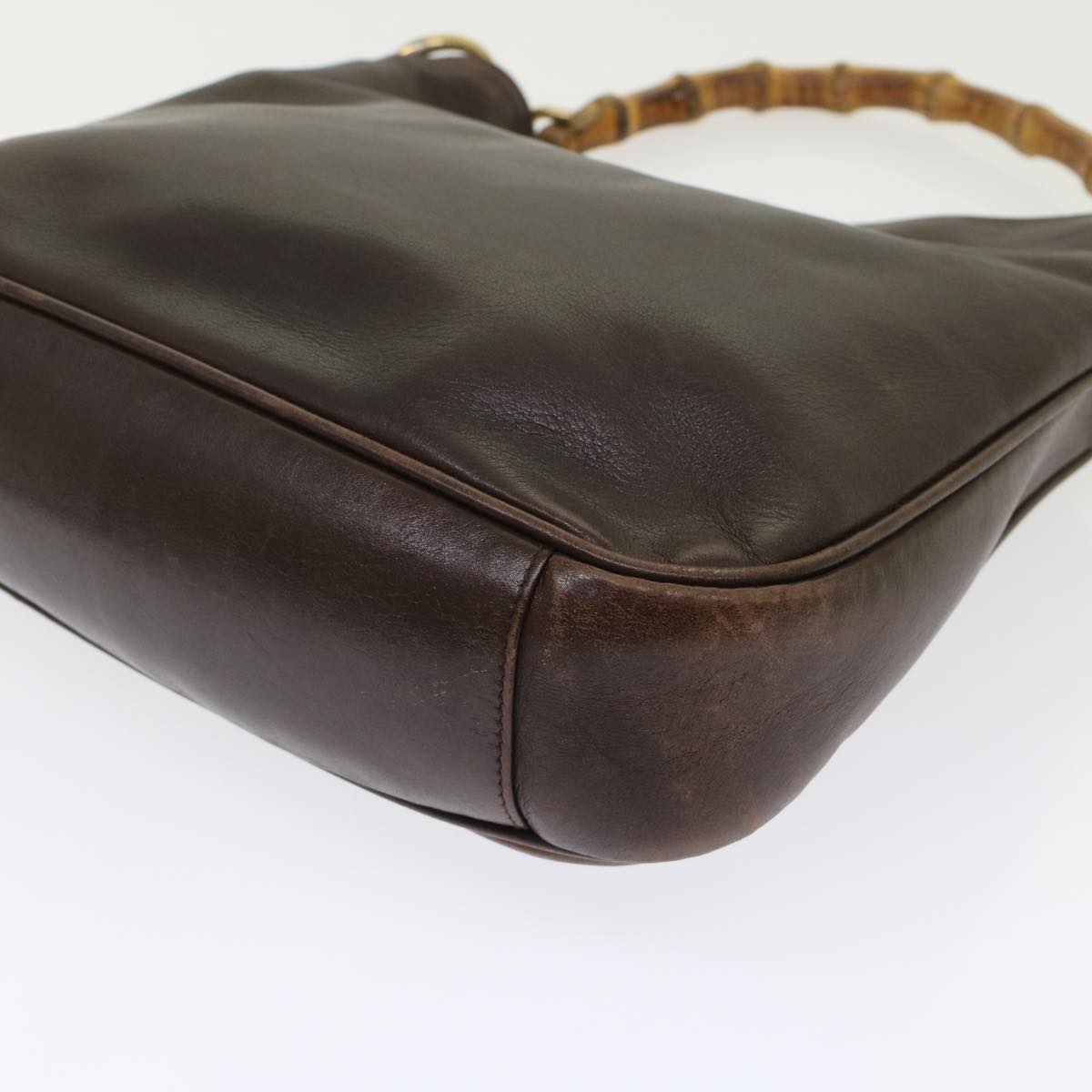 GUCCI Bamboo Hand Bag Leather 2way Brown 49284
