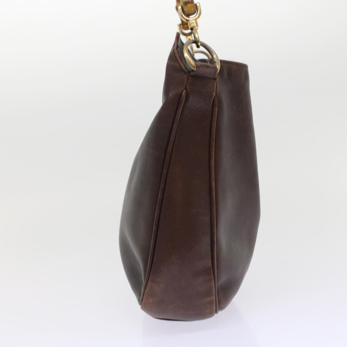 GUCCI Bamboo Hand Bag Leather 2way Brown 49284