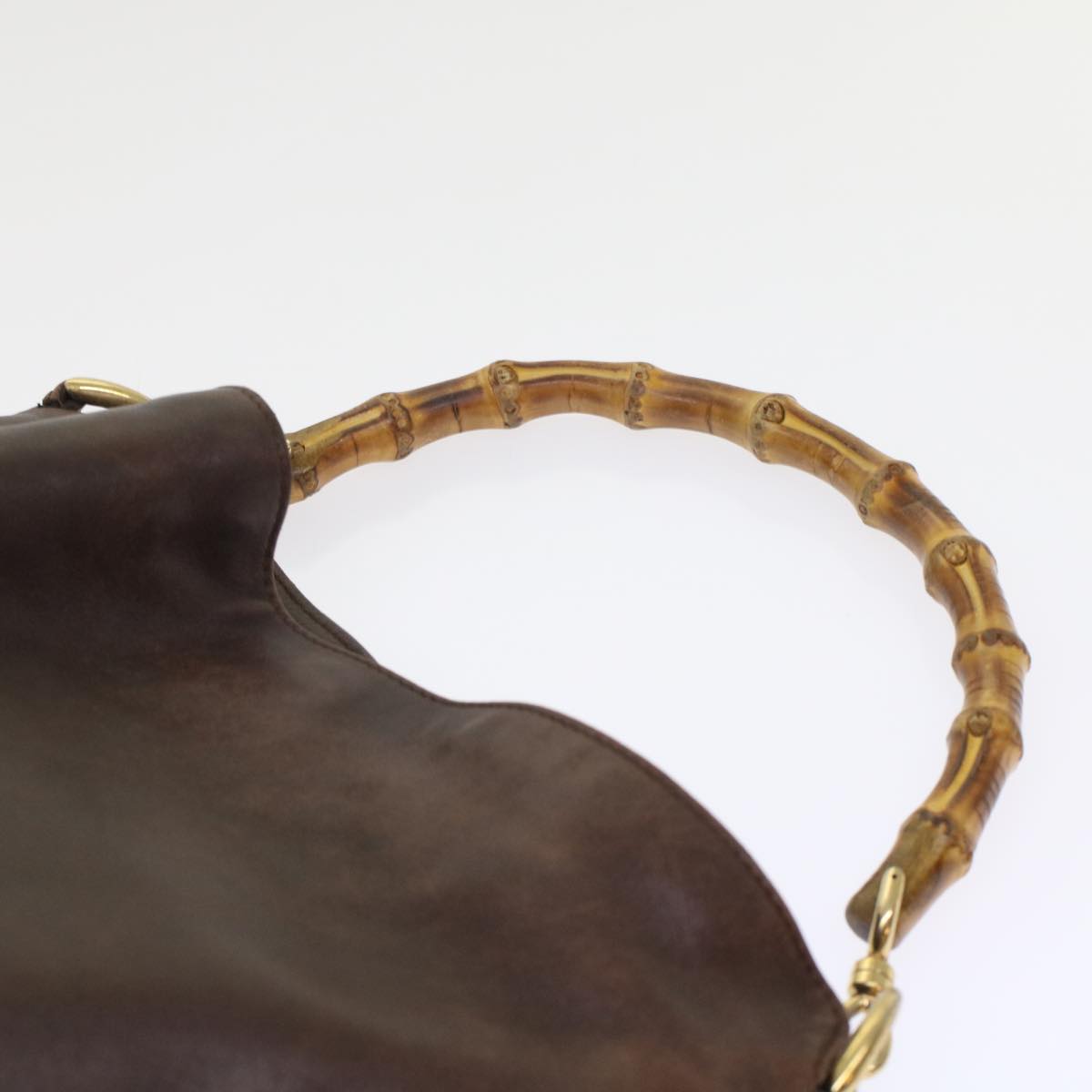 GUCCI Bamboo Hand Bag Leather 2way Brown 49284
