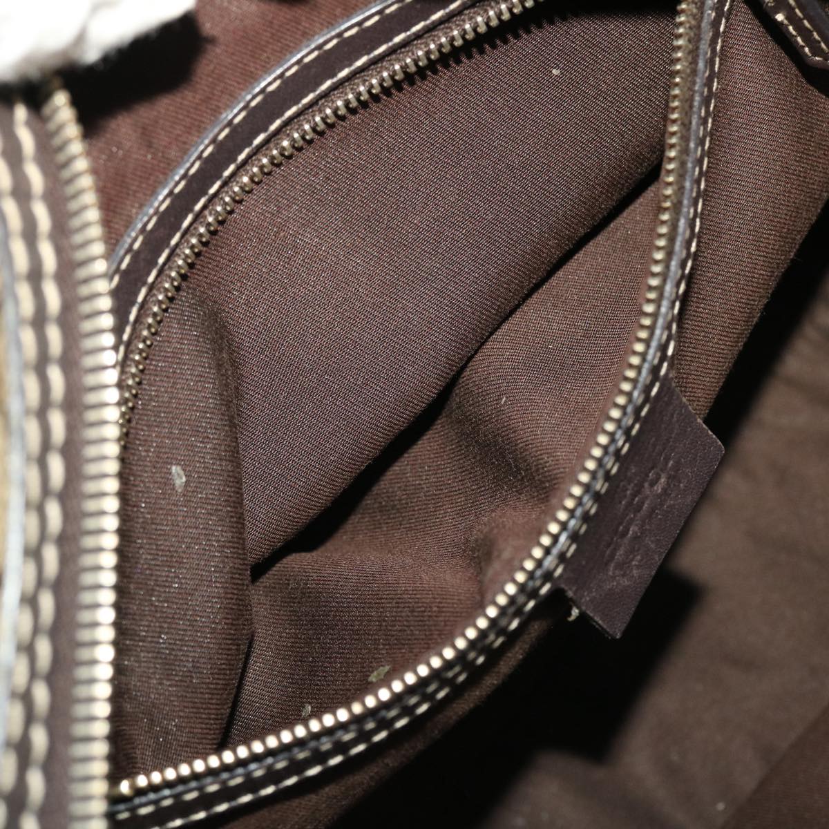 GUCCI GG Crystal Hand Bag Coated Canvas Beige Dark Brown 223962 49285