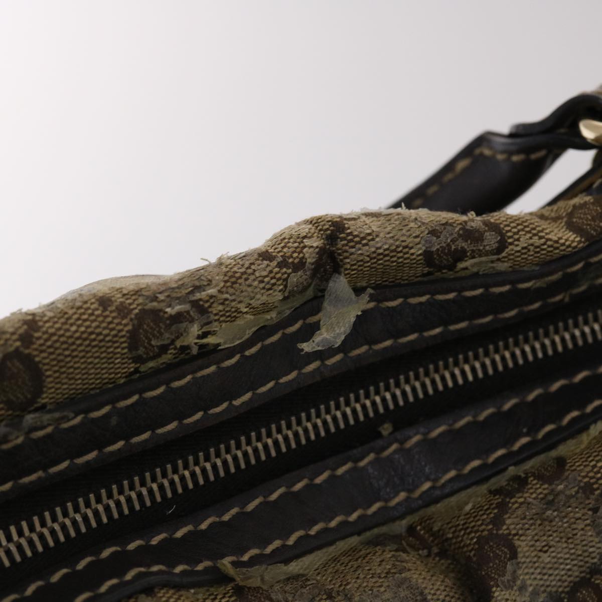 GUCCI GG Crystal Hand Bag Coated Canvas Beige Dark Brown 223962 49285