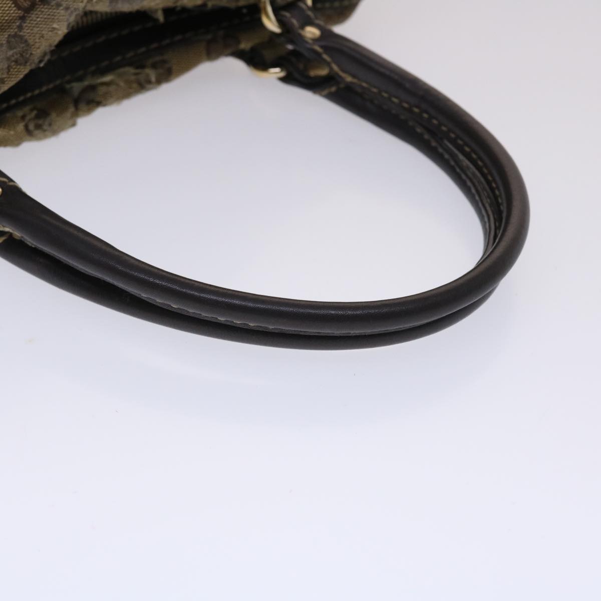GUCCI GG Crystal Hand Bag Coated Canvas Beige Dark Brown 223962 49285