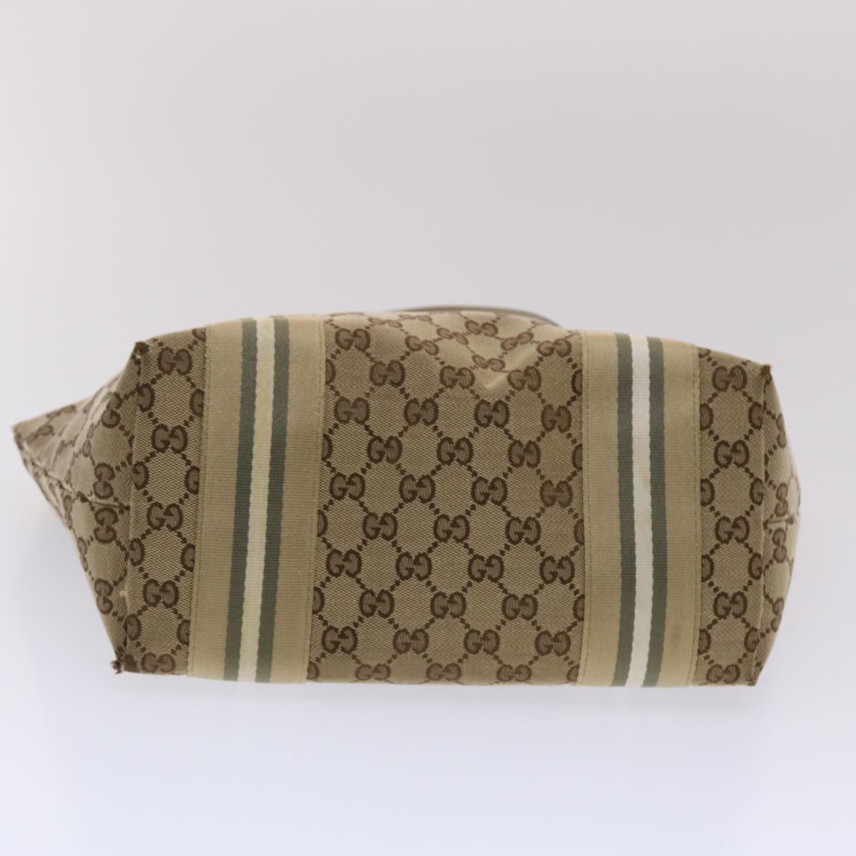 GUCCI GG Canvas Sherry Line Tote Bag Canvas Beige Yellow Khaki 211971 49287