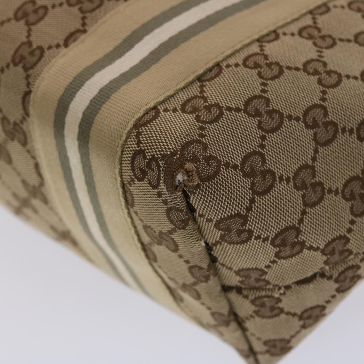 GUCCI GG Canvas Sherry Line Tote Bag Canvas Beige Yellow Khaki 211971 49287