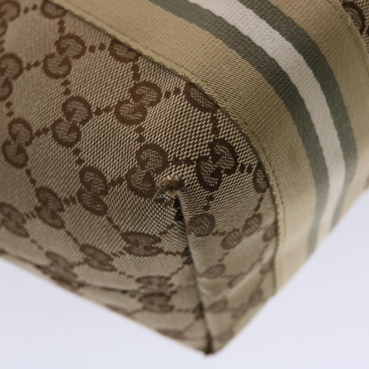 GUCCI GG Canvas Sherry Line Tote Bag Canvas Beige Yellow Khaki 211971 49287