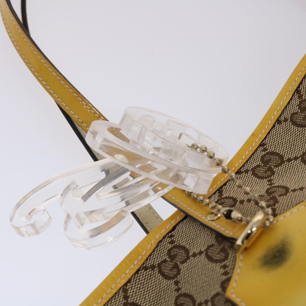 GUCCI GG Canvas Sherry Line Tote Bag Canvas Beige Yellow Khaki 211971 49287