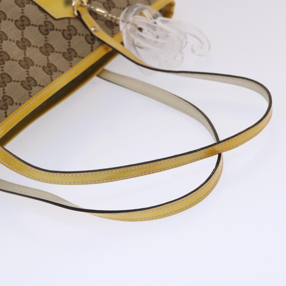 GUCCI GG Canvas Sherry Line Tote Bag Canvas Beige Yellow Khaki 211971 49287