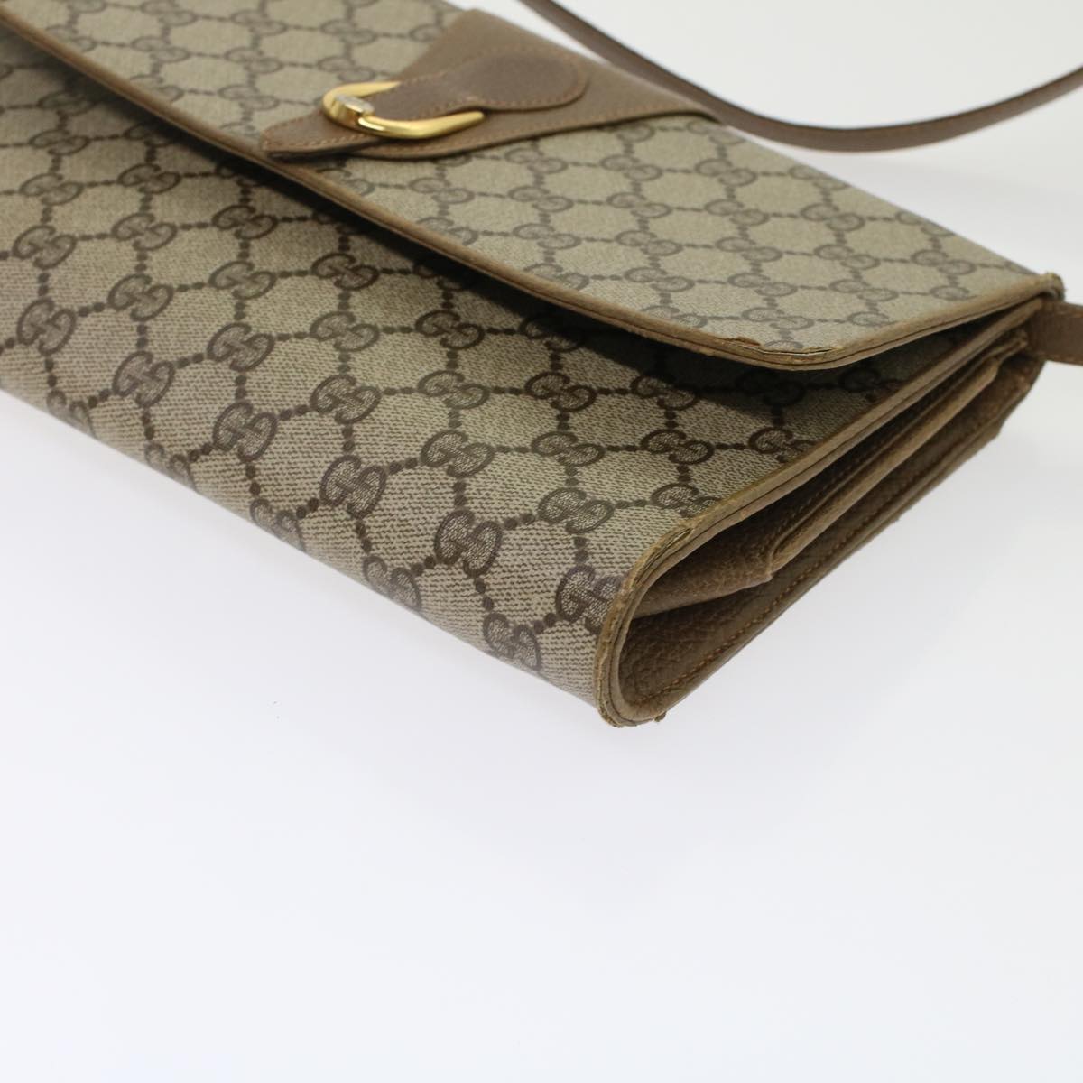 GUCCI GG Canvas Shoulder Bag PVC Leather Beige Brown 49295