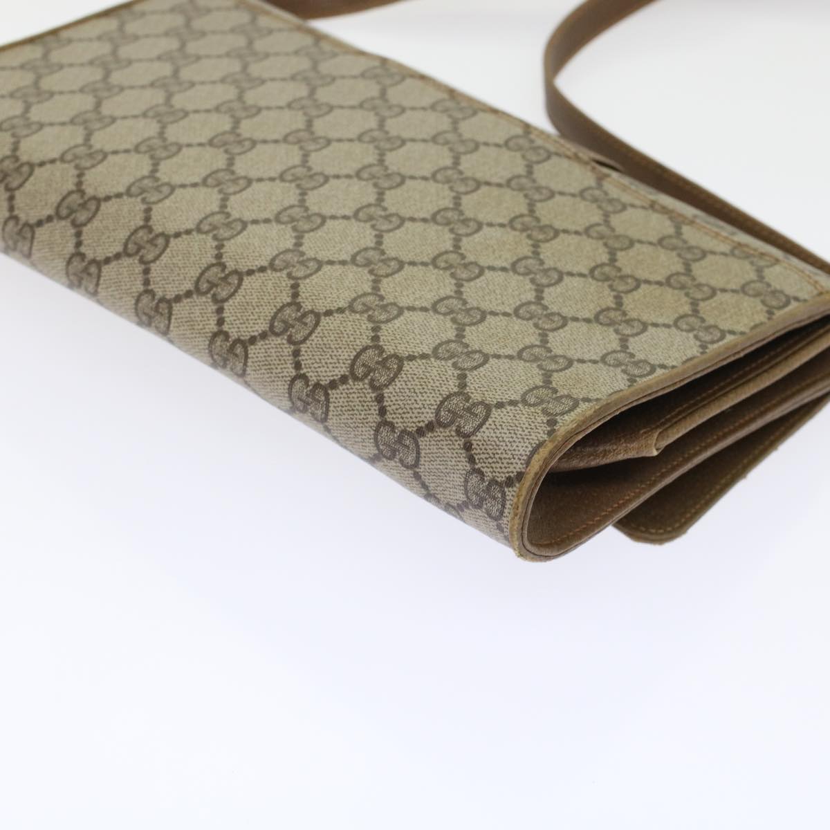 GUCCI GG Canvas Shoulder Bag PVC Leather Beige Brown 49295