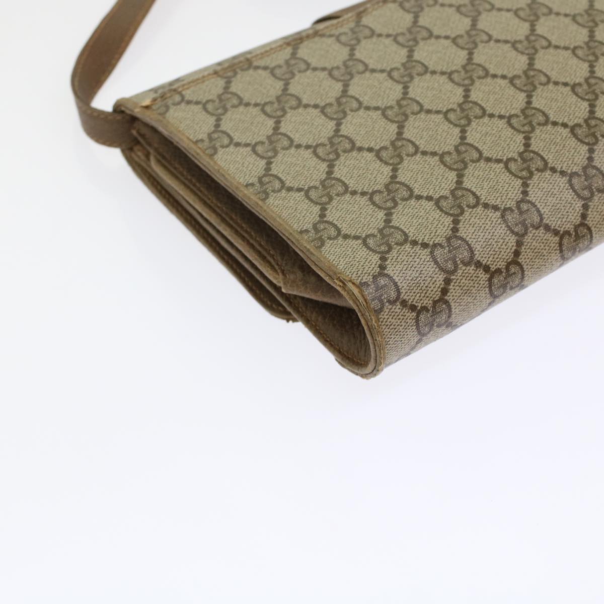 GUCCI GG Canvas Shoulder Bag PVC Leather Beige Brown 49295