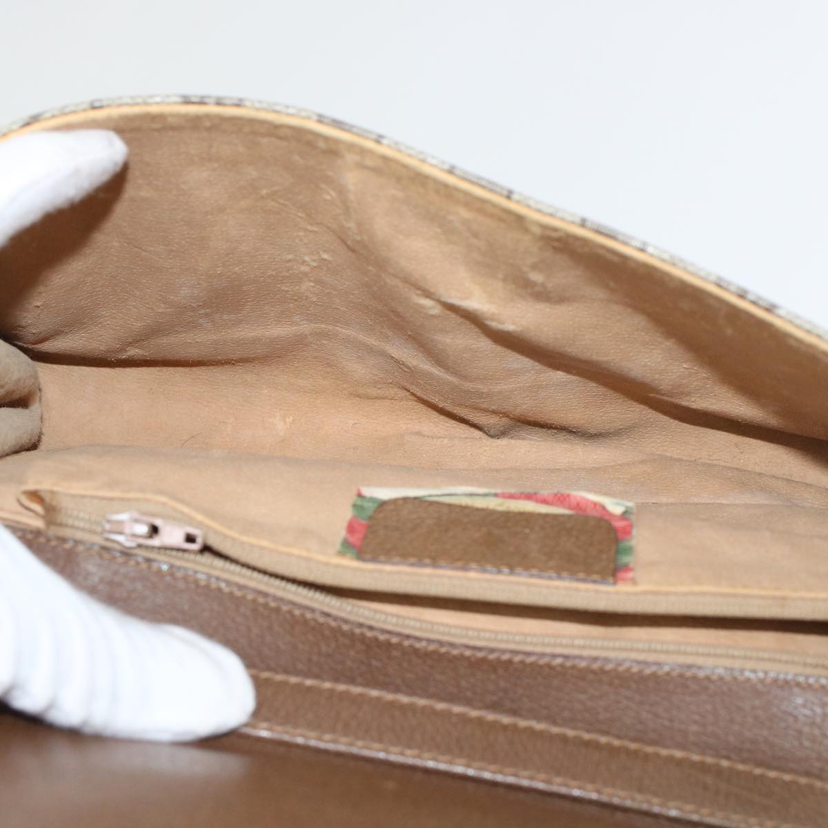 GUCCI GG Canvas Shoulder Bag PVC Leather Beige Brown 49295