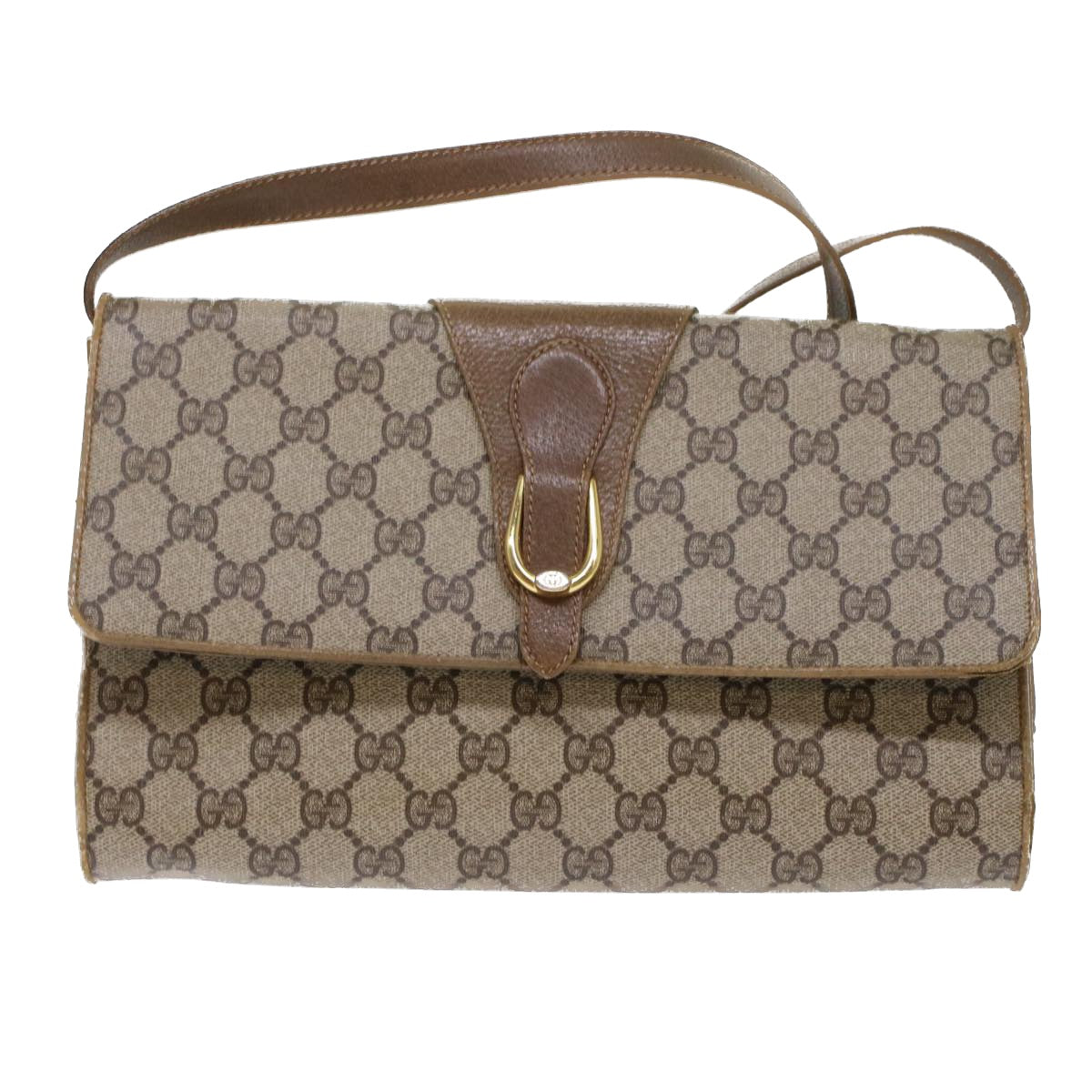GUCCI GG Canvas Shoulder Bag PVC Leather Beige Brown 49295