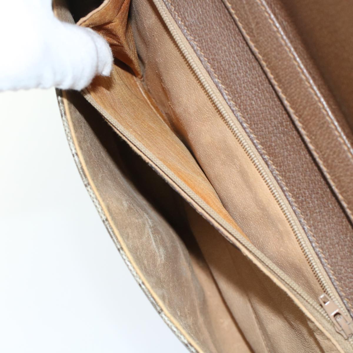 GUCCI GG Canvas Shoulder Bag PVC Leather Beige Brown 49295