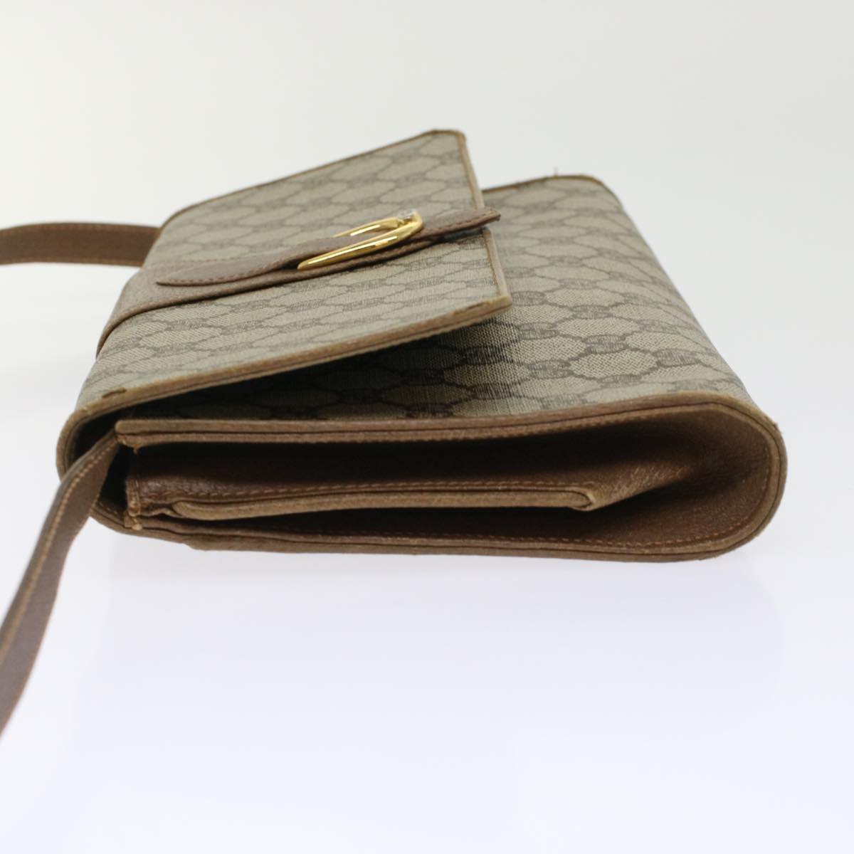 GUCCI GG Canvas Shoulder Bag PVC Leather Beige Brown 49295