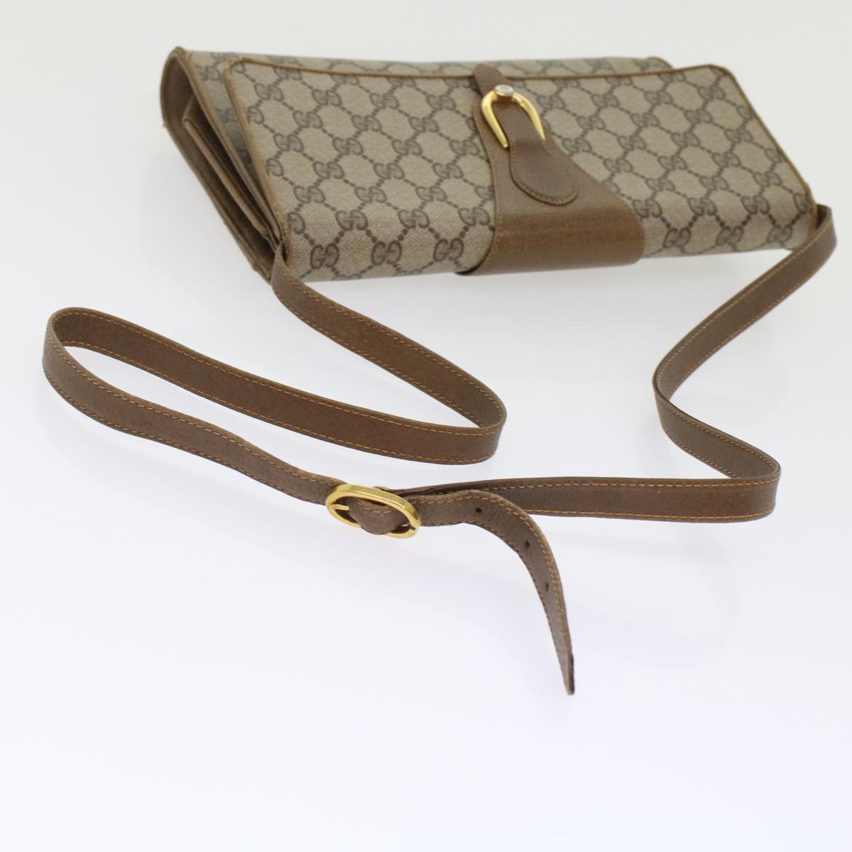 GUCCI GG Canvas Shoulder Bag PVC Leather Beige Brown 49295
