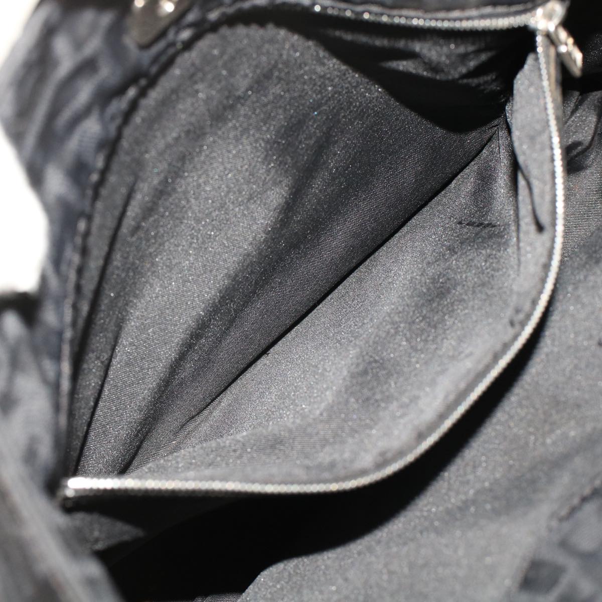 FENDI Zucca Canvas Shoulder Bag Nylon Leather Black 49326