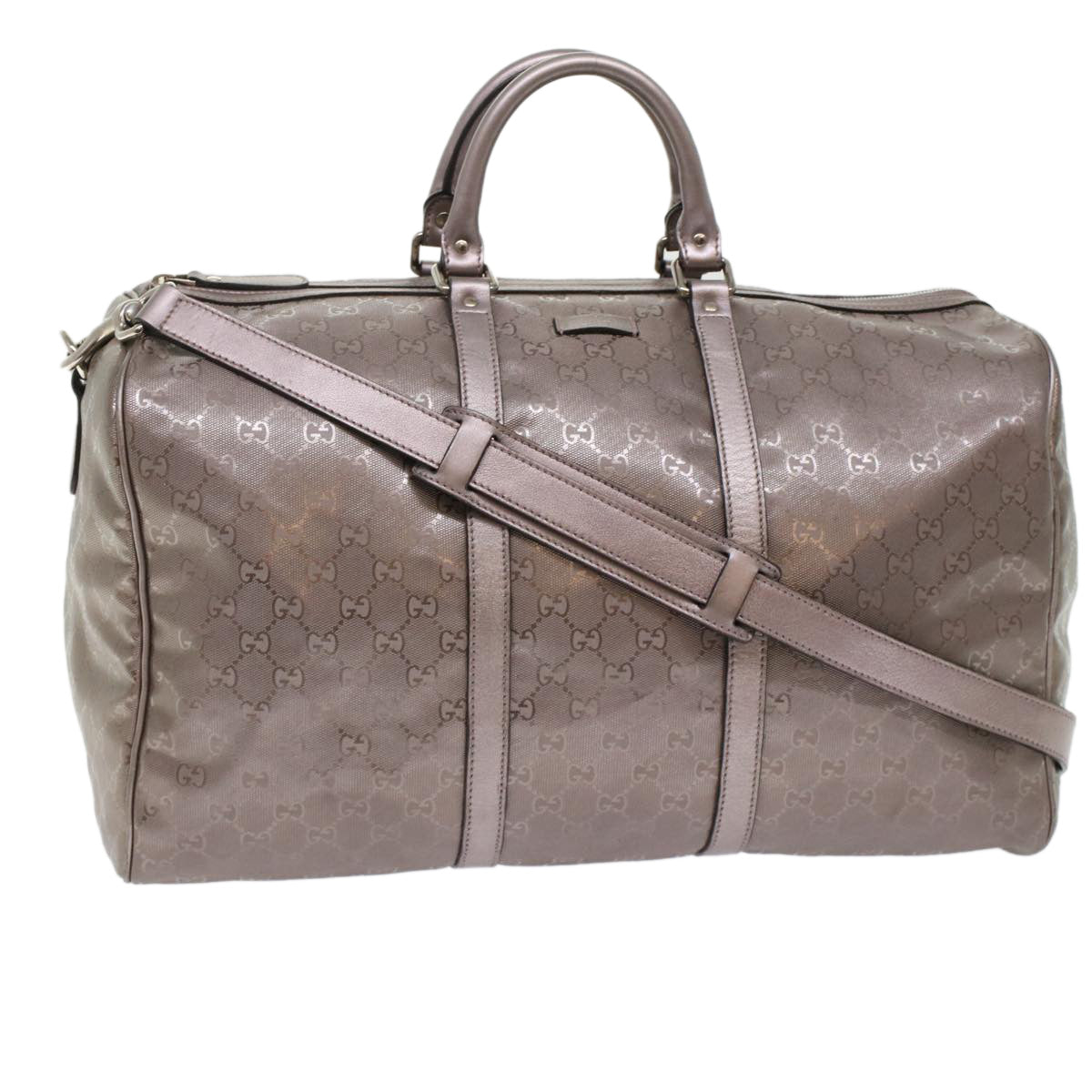 GUCCI GG Implement Canvas Boston Bag Coated Canvas 2way Gray 216484 49332