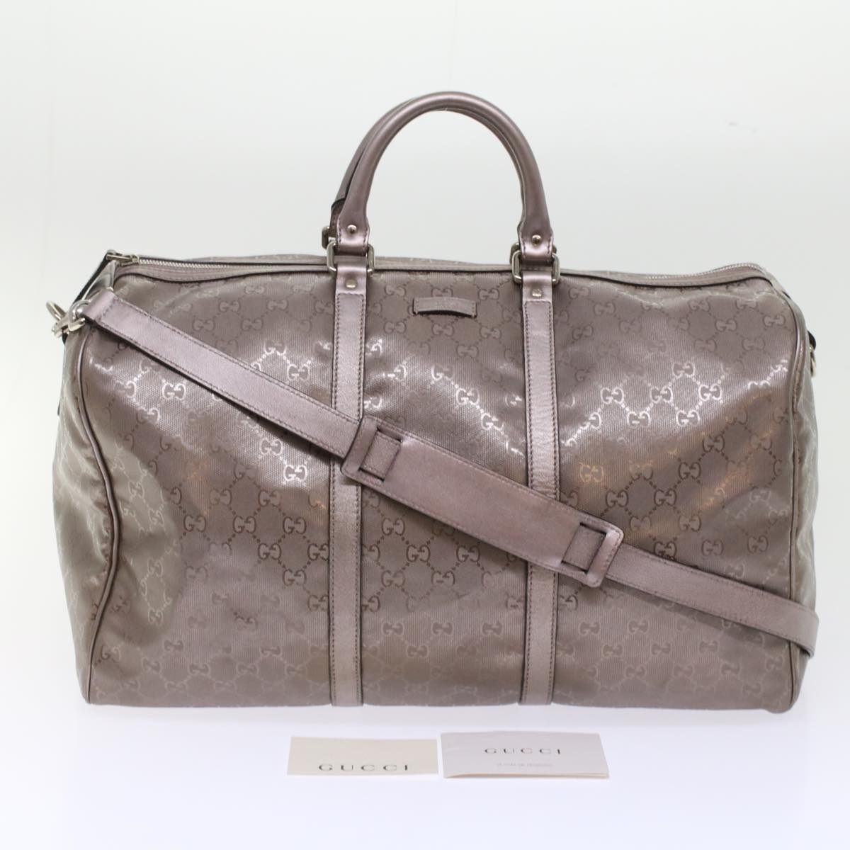 GUCCI GG Implement Canvas Boston Bag Coated Canvas 2way Gray 216484 49332